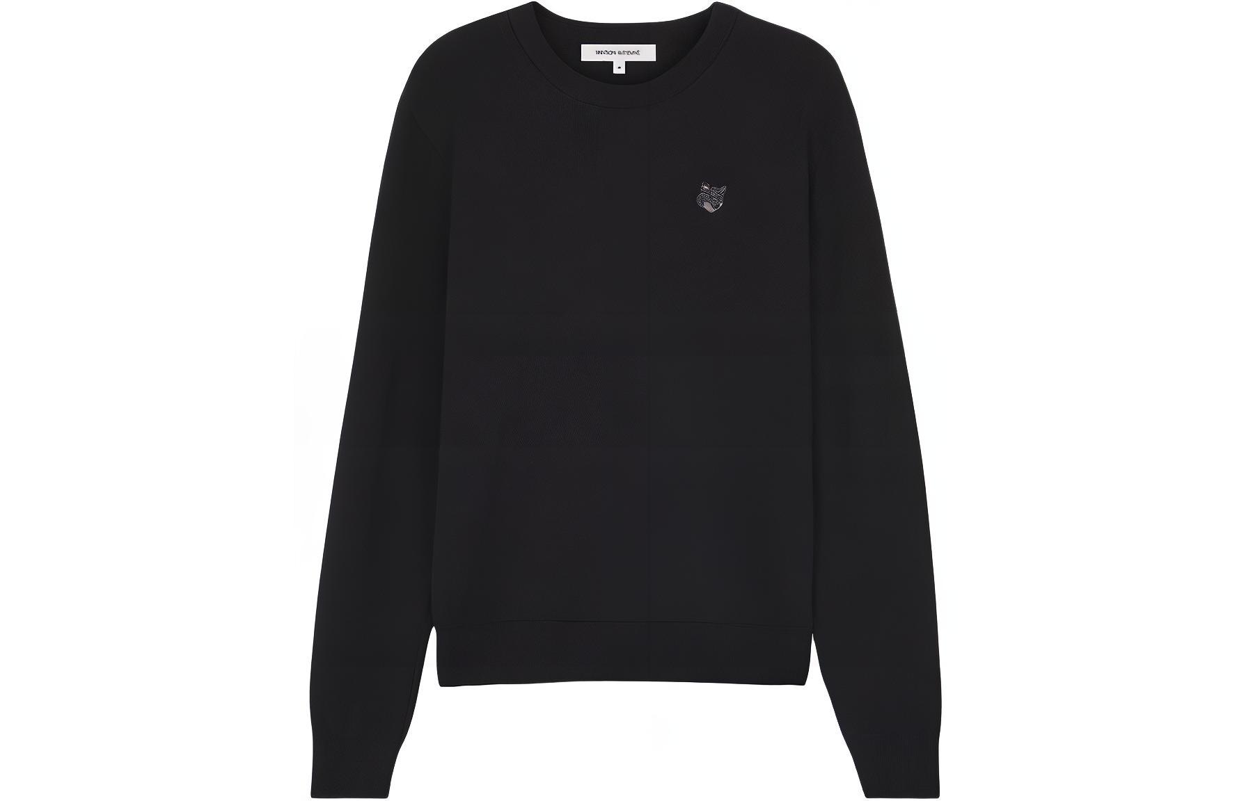 Maison Kitsune SS24  Black Embroidered Crewneck Sweater. MM00815KT1036-P199