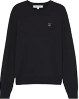 Order 메종 키츠네 SS24 블랙 자수 크루넥 스웨터. MM00815KT1036-P199