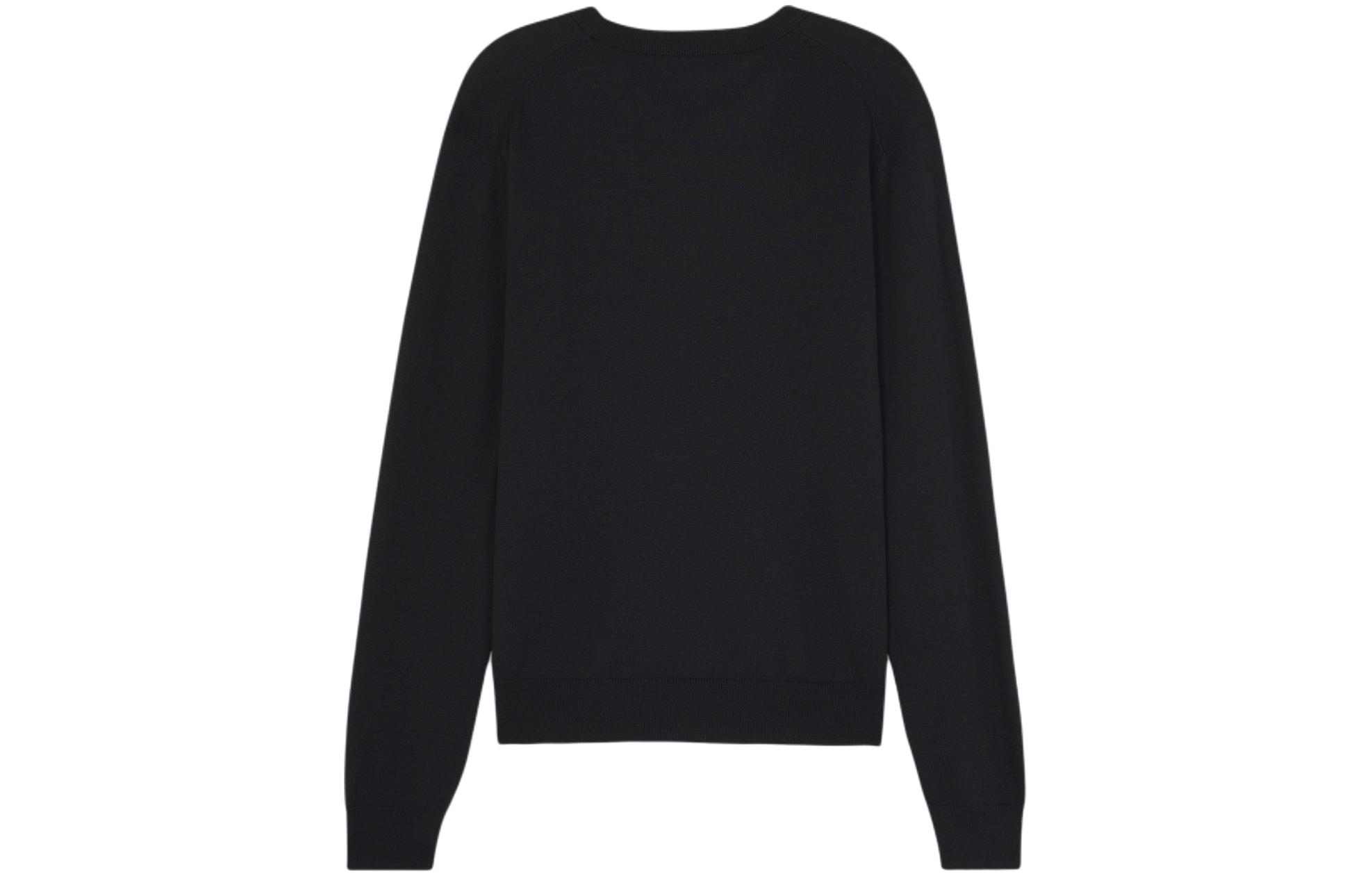 Lookbook Maison Kitsune SS24 黑色刺绣圆领毛衣. MM00815KT1036-P199