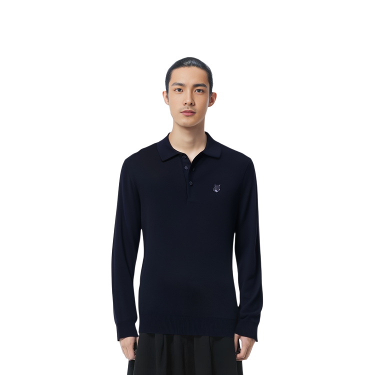 Details for 美尚狐SS24黑色狐狸标长袖Polo毛衣. MM00211KT1036-P199