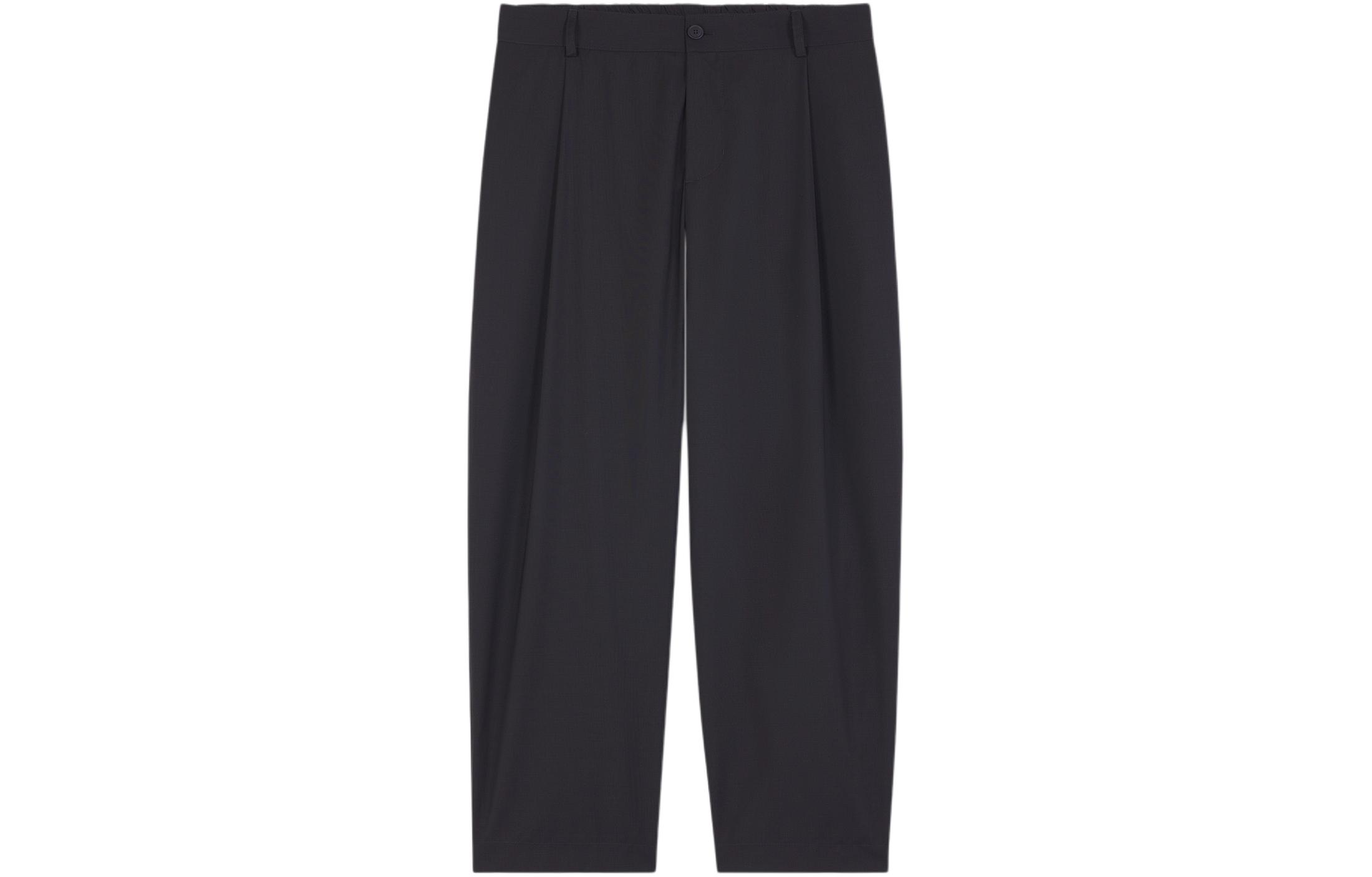 Maison Kitsune SS24  Black Mid-Rise Straight Cropped Casual Pants MM01118WT0030-P199