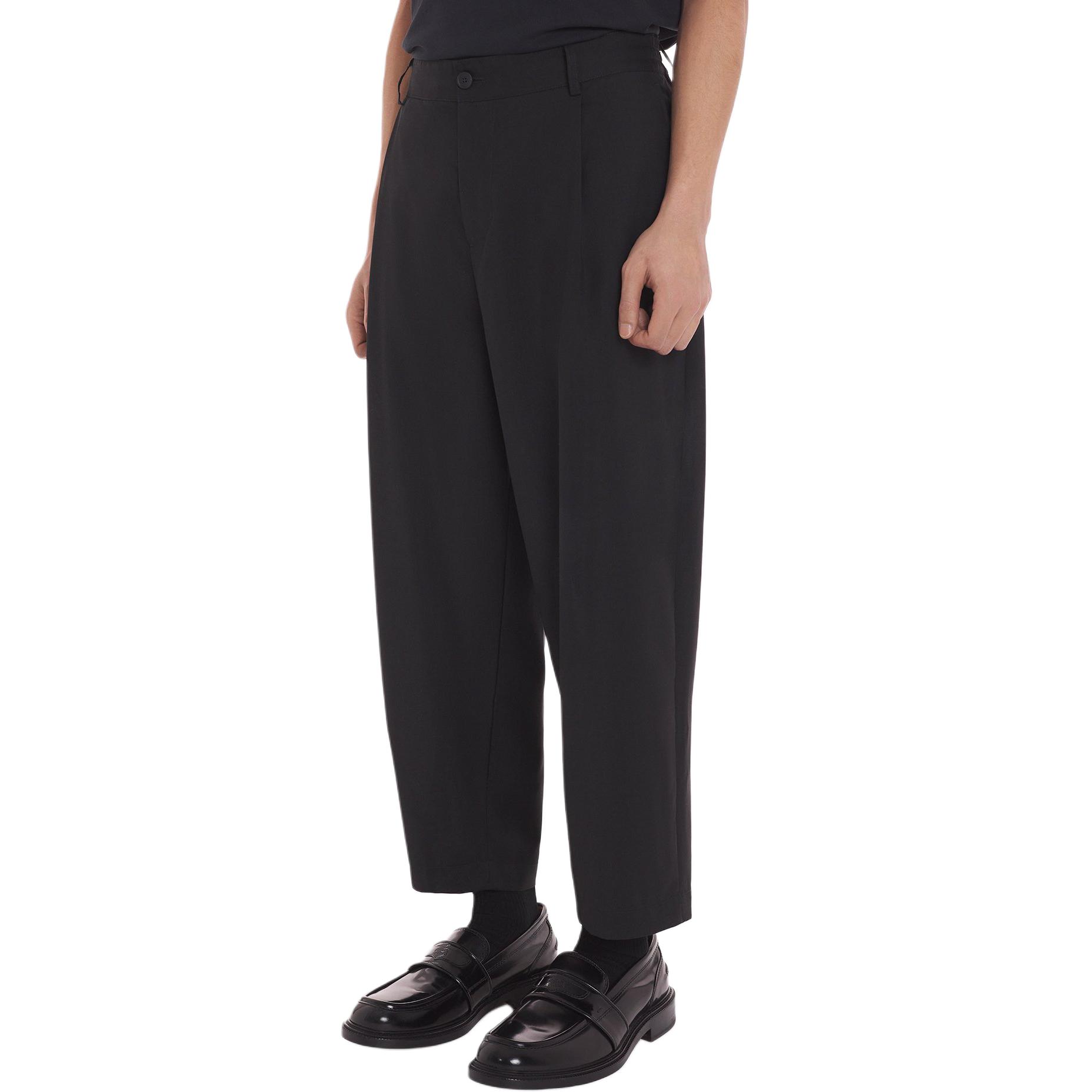 Details for Maison Kitsune SS24 Seluar Hitam Santai Cropped Mid-Rise Straight MM01118WT0030-P199