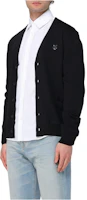 Shop 메종 키츠네 SS24 블랙 로고 싱글 브레스티드 니트 가디건. MM00509KT1036-P199