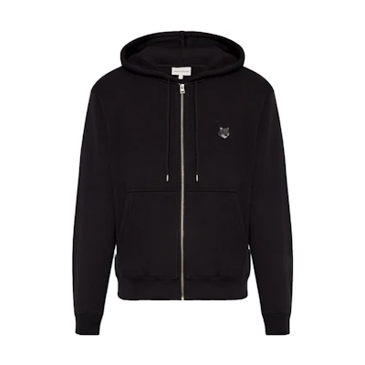 Maison Kitsune SS24 Black Solid Loose Fit Zip-Up Hoodie Jacket MM00714KM0307-P199