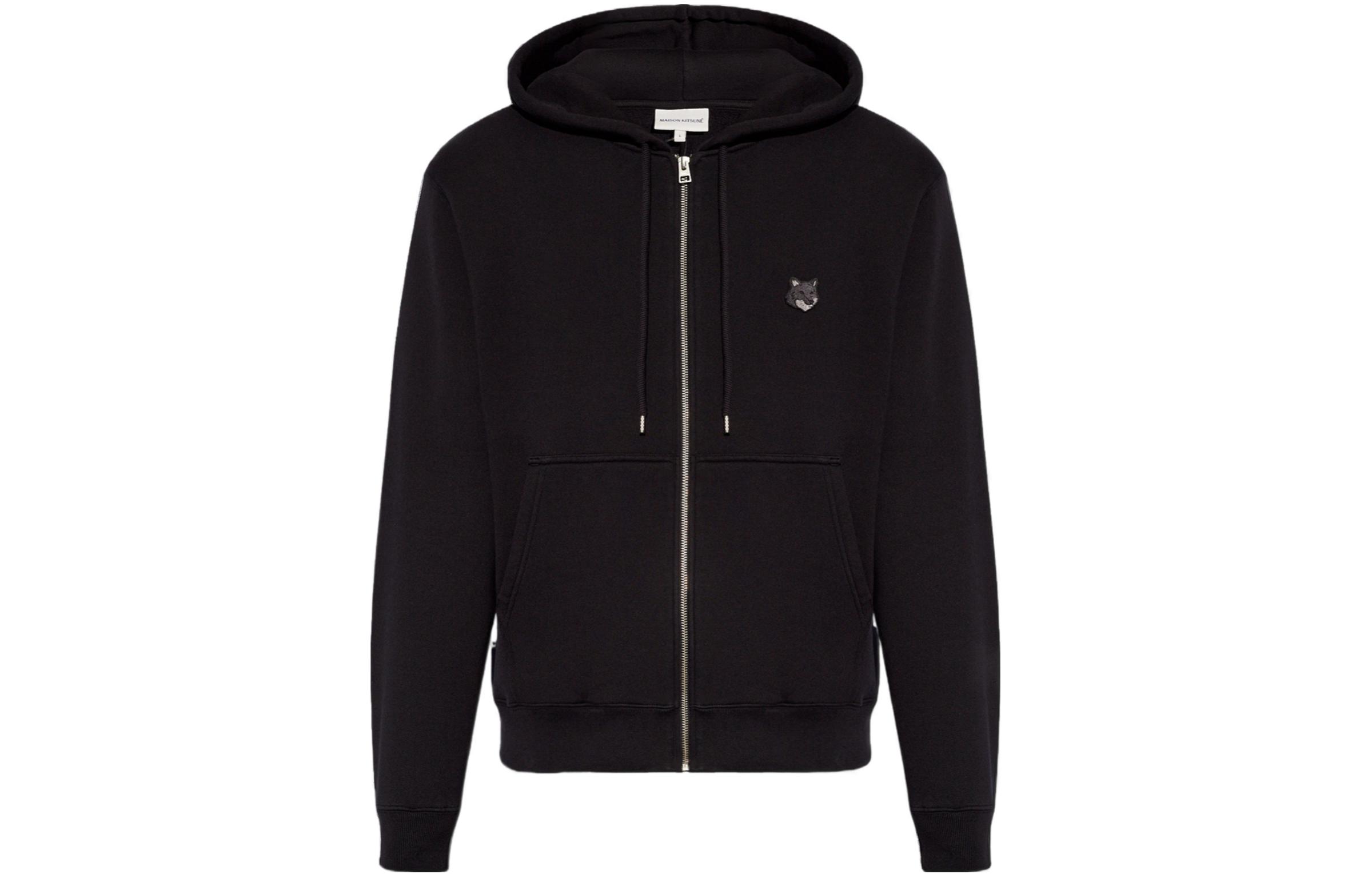 Order メゾンキツネ SS24 ブラック ソリッド ルーズフィット ジップアップ フーディ ジャケット MM00714KM0307-P199