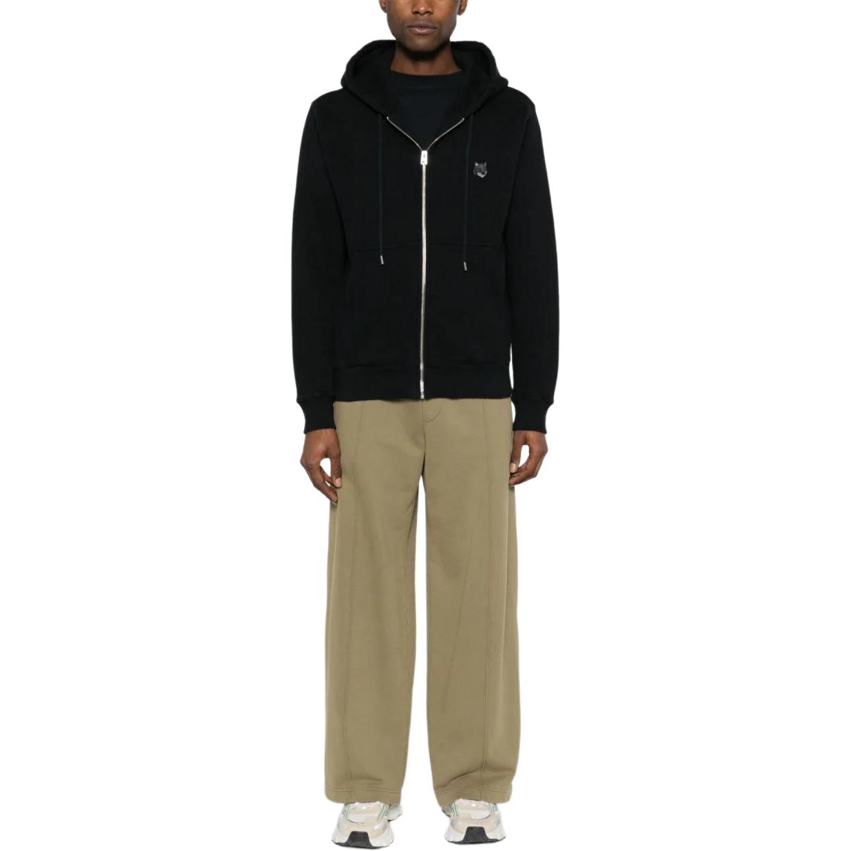 Lookbook メゾンキツネ SS24 ブラック ソリッド ルーズフィット ジップアップ フーディ ジャケット MM00714KM0307-P199