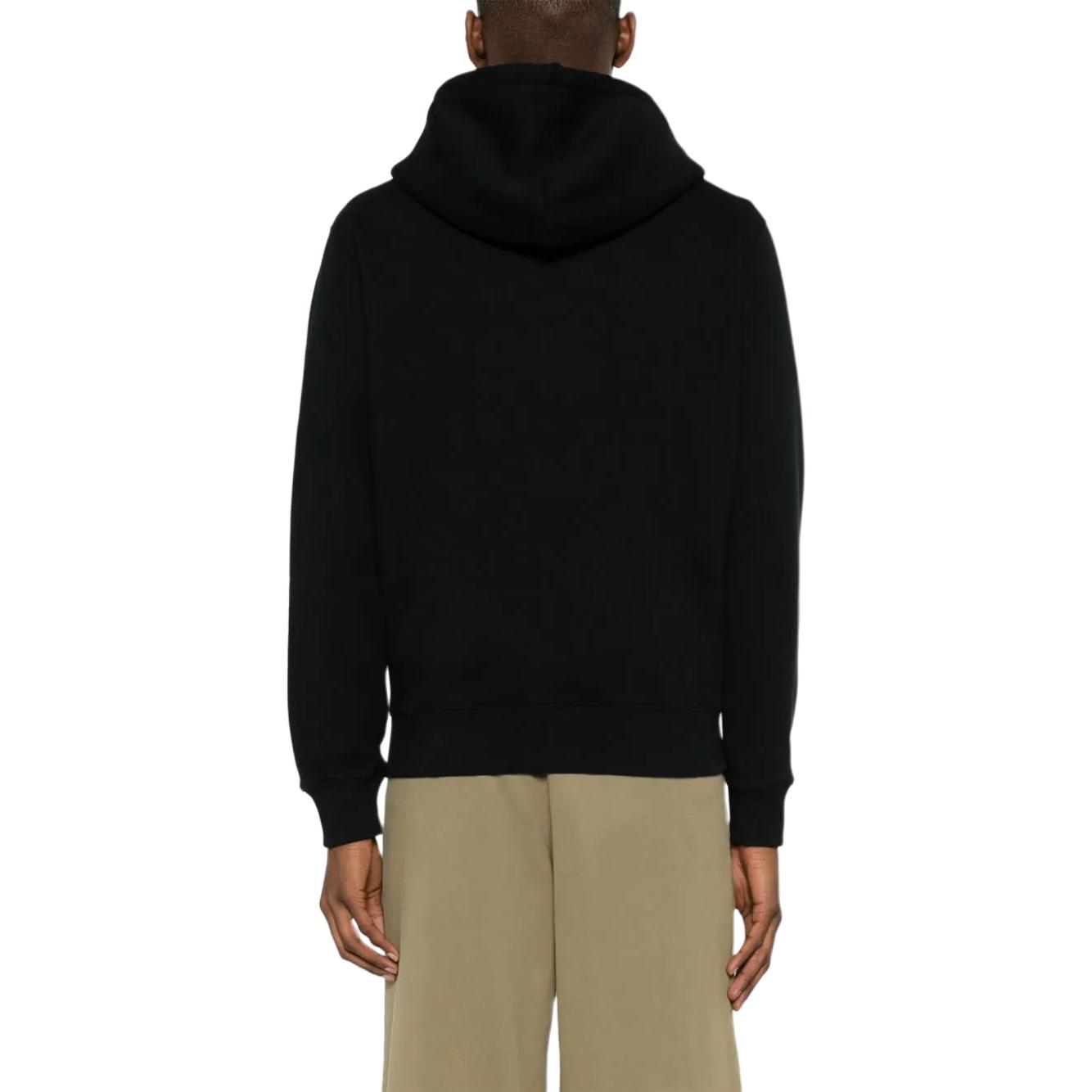 Shop メゾンキツネ SS24 ブラック ソリッド ルーズフィット ジップアップ フーディ ジャケット MM00714KM0307-P199