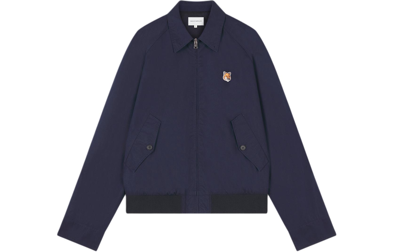 Maison Kitsune SS24  Blue Classic Zip-Up Polo Collar Jacket. MM02105WQ0067-P476