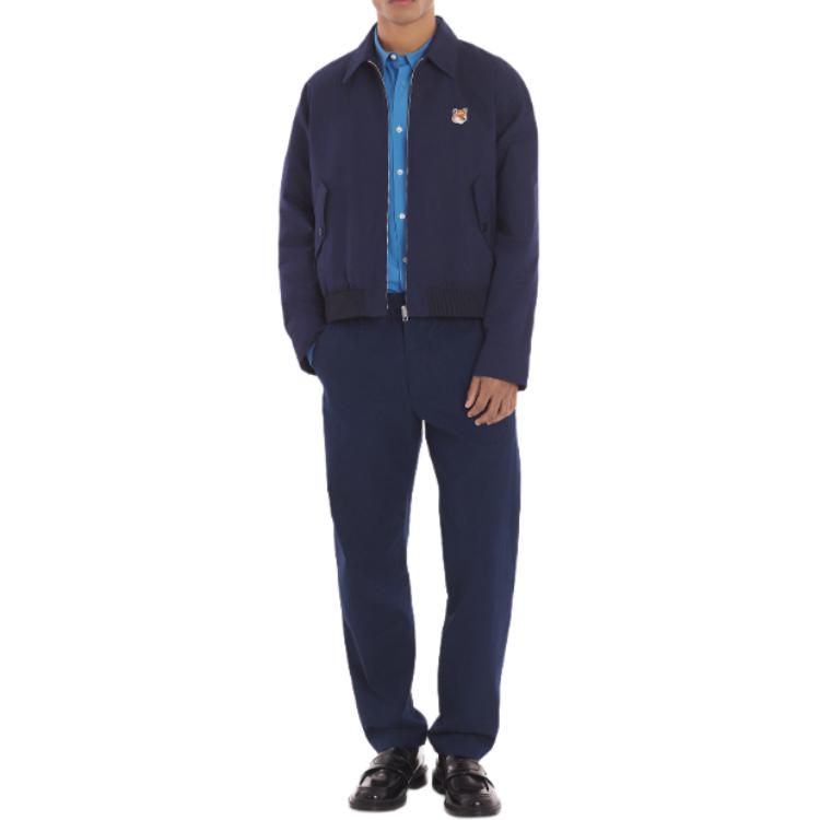 Shop Maison Kitsune SS24 經典藍色拉鍊翻領外套。 MM02105WQ0067-P476