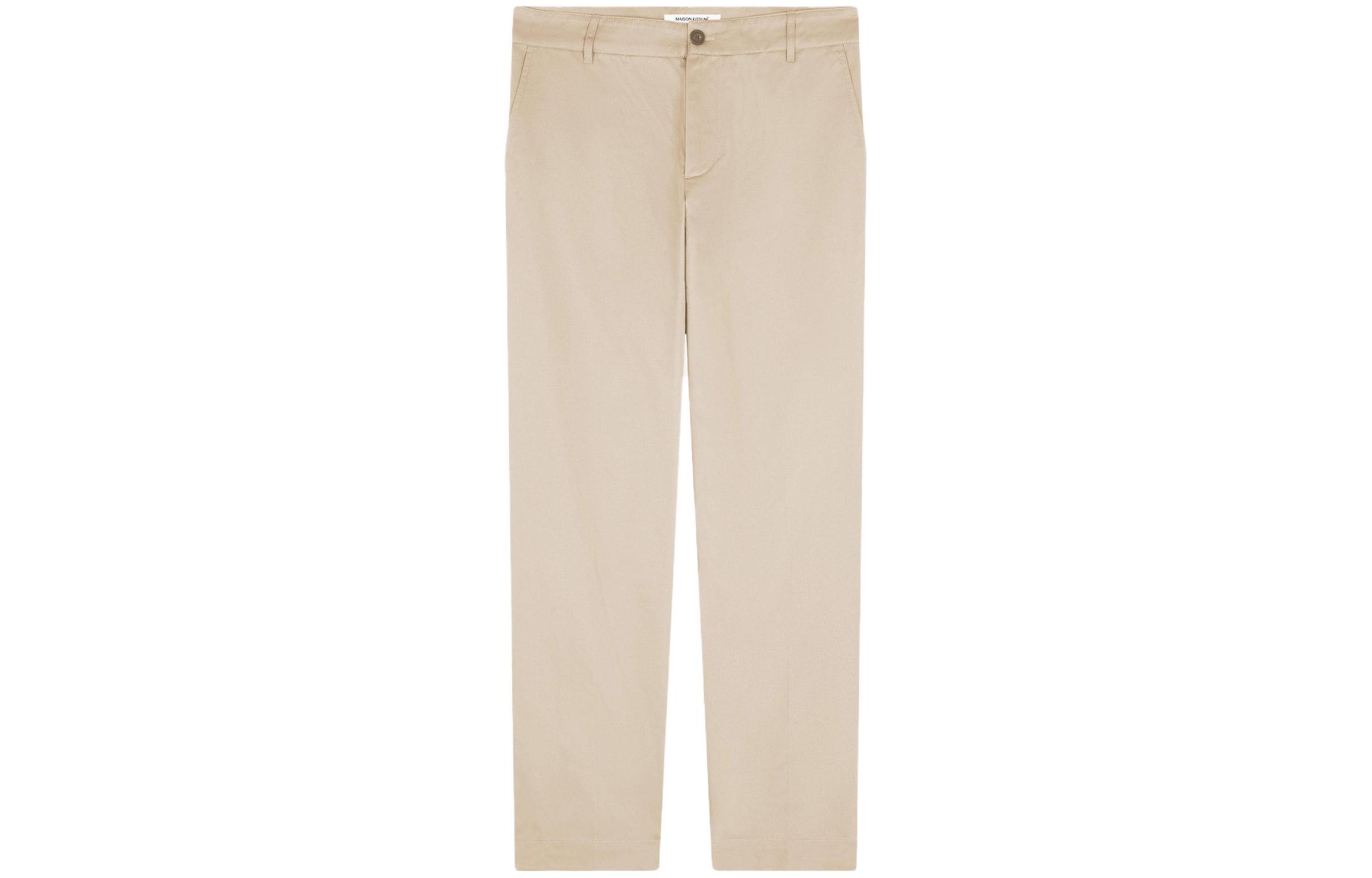 Maison Kitsune SS24  Casual Mid-Rise Straight Cotton Pants Light Beige MM01120WW0078-P218