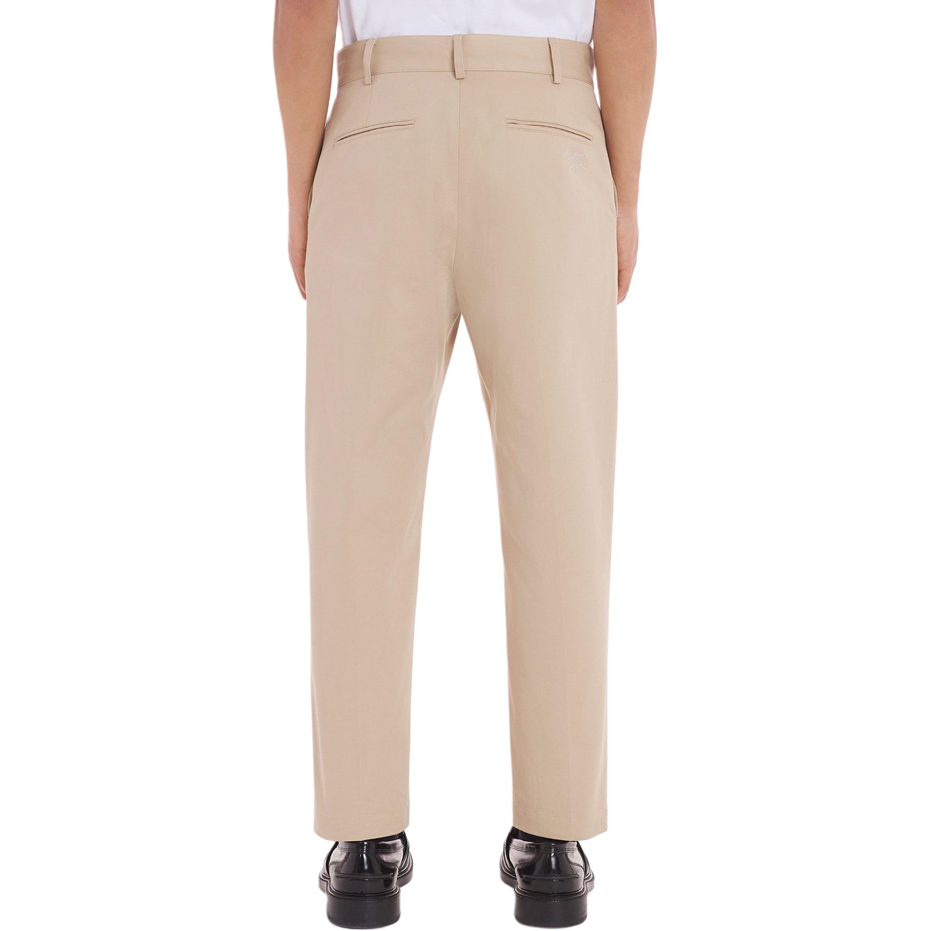 Purchase Maison Kitsune SS24 Seluar Straight Cotton Mid-Rise Kasual Beige Terang MM01120WW0078-P218