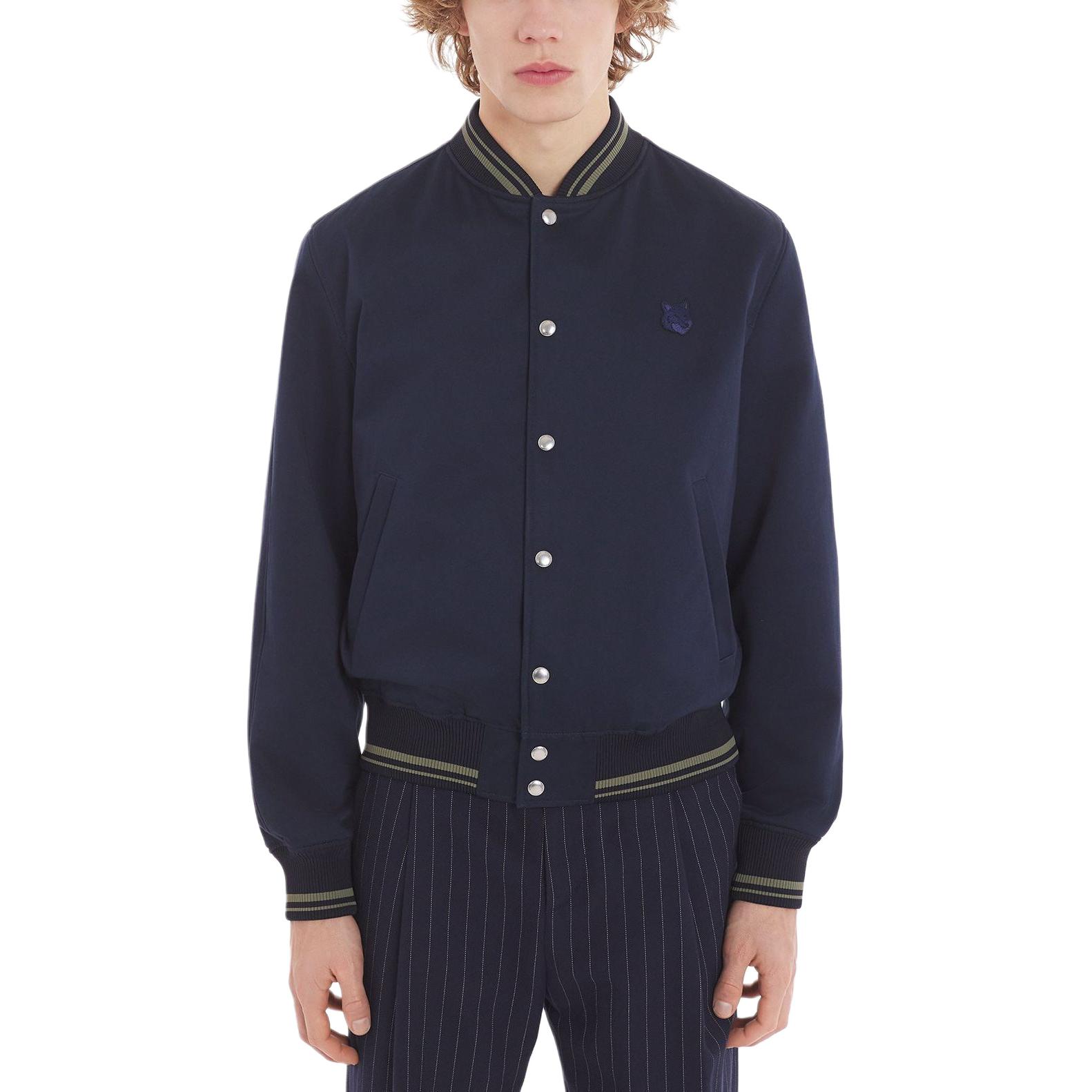 Purchase Maison Kitsune SS24 刺绣扣式修身夹克 海军蓝色. MM02108WW0097-P492