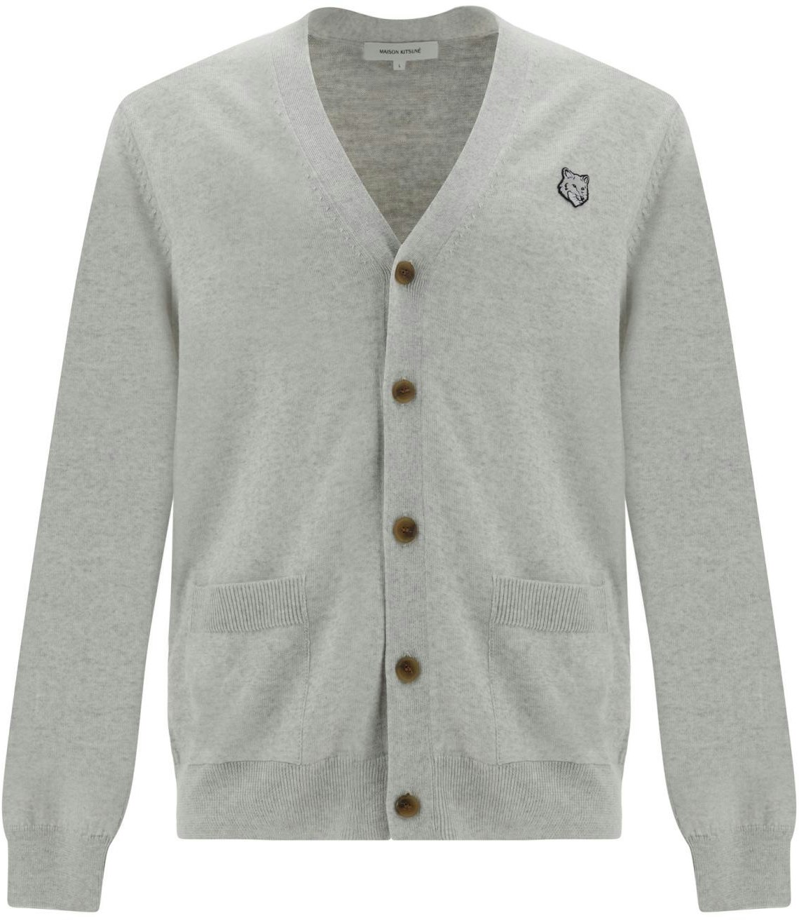 maison-kitsune-ss-24-light-grey-v-neck-loose-knit-cardigan-with-logo-pattern-mm-00509-kt-1036-h120