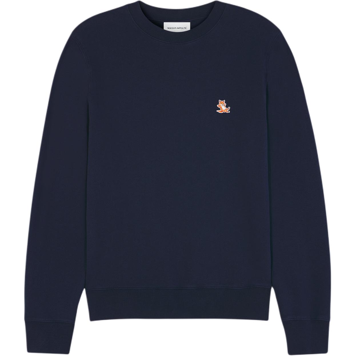 Maison Kitsune SS24  Navy Blue Crewneck Long Sleeve Pullover Sweatshirt LM00303KM0001-P476