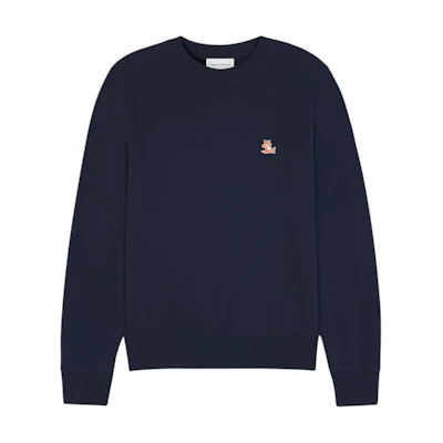 Maison Kitsune SS24 Navy Blue Crewneck Long Sleeve Pullover Sweatshirt LM00303KM0001-P476