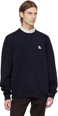 メゾンキツネ SS24 ネイビーブルークルーネック長袖プルオーバースウェット LM00303KM0001-P476 Shop メゾンキツネ SS24 ネイビーブルークルーネック長袖プルオーバースウェット LM00303KM0001-P476