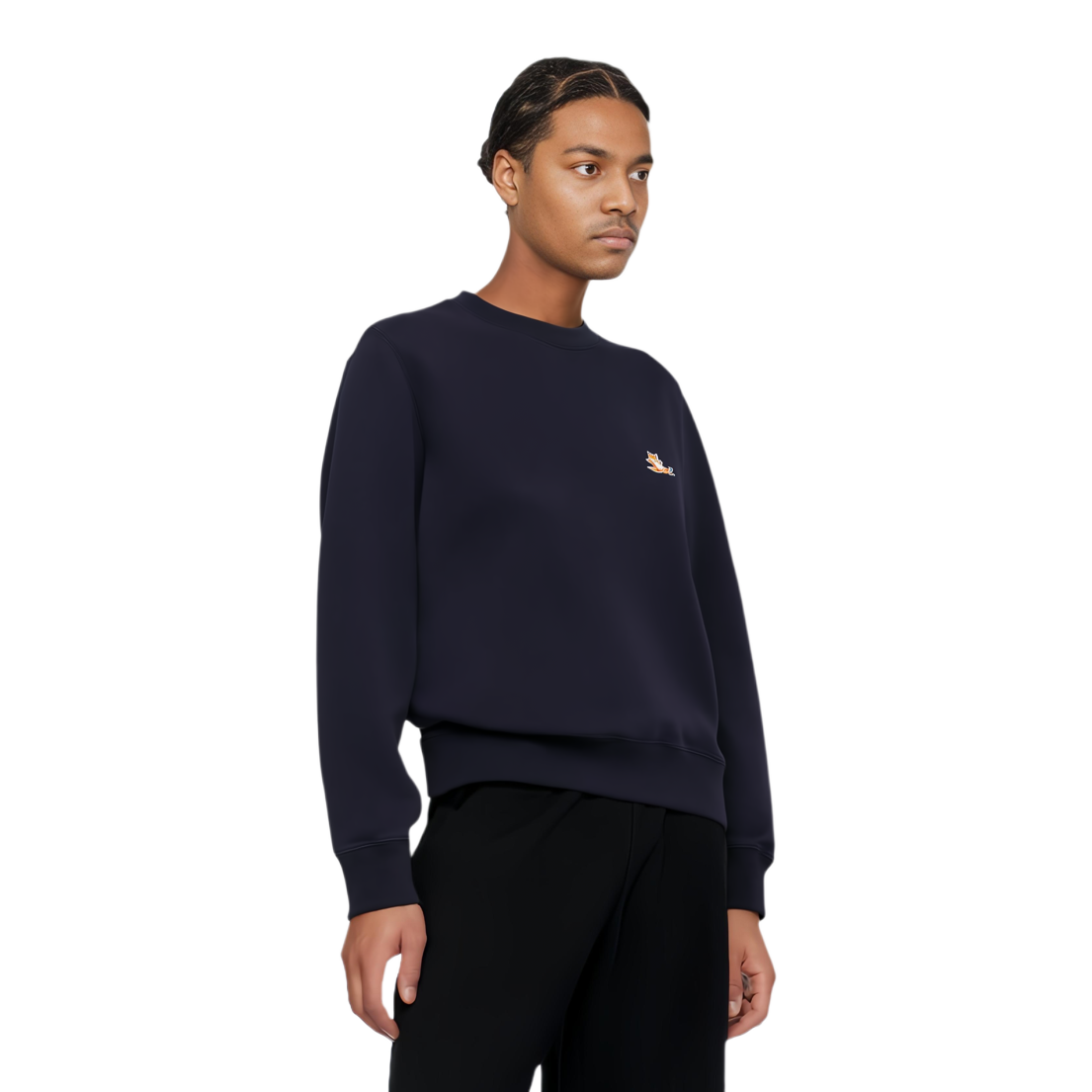 Purchase メゾンキツネ SS24 ネイビーブルークルーネック長袖プルオーバースウェット LM00303KM0001-P476