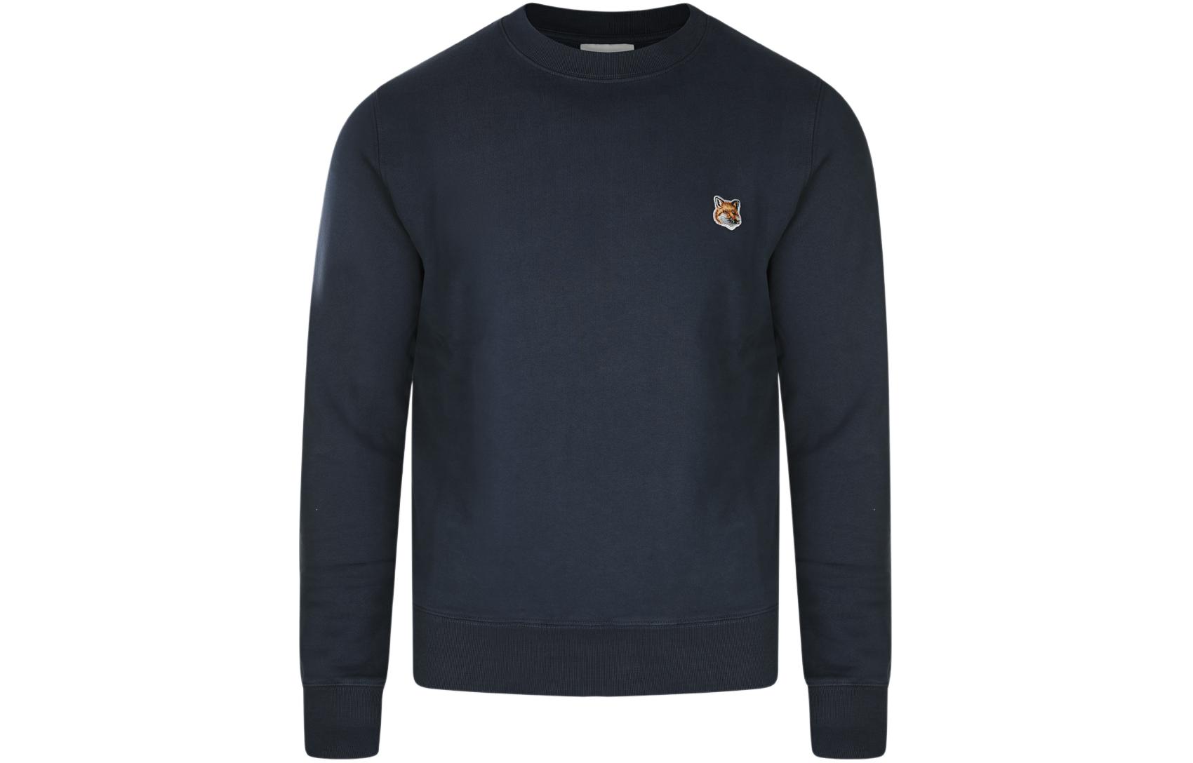 Order メゾンキツネ SS24 ネイビーブルークルーネックスウェット ロゴ入り. LM00301KM0001-P476