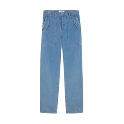 Maison Kitsune SS24 Relaxed Straight Cotton Jeans Blue MM01113WW5023-P413