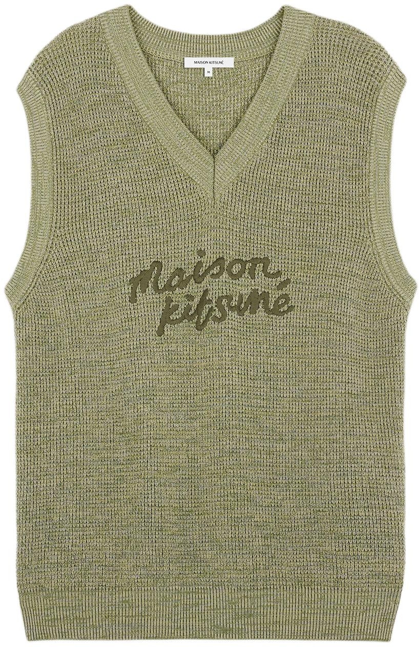 maison-kitsune-ss-24-sleeveless-vest-green-with-v-neck-letter-embroidery-mm-00808-kt-1108-h358