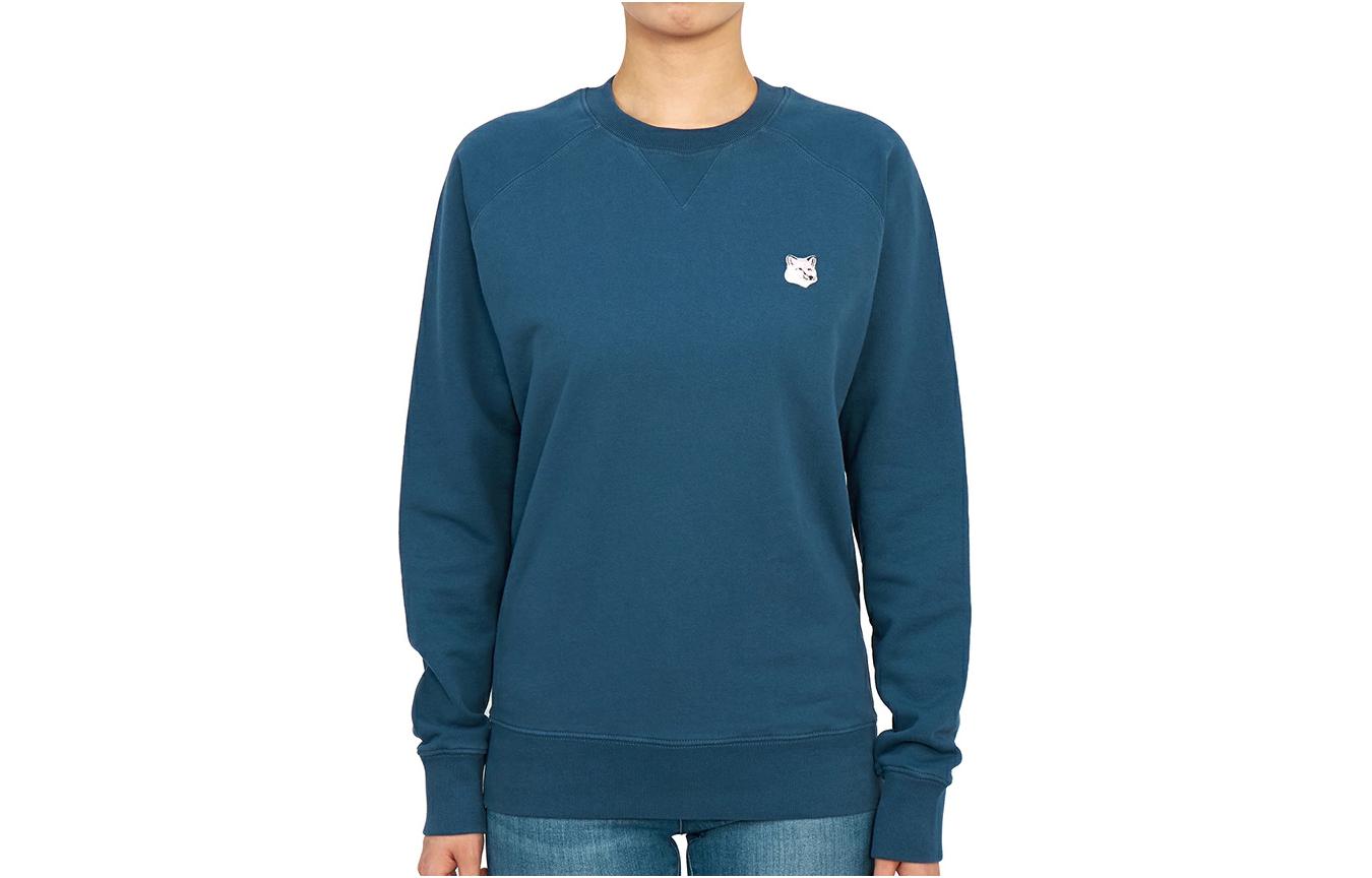 Maison Kitsune SS24 Army Green Crewneck Long Sleeve Pullover Sweatshirt LM00303KM0001-P384