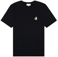 Maison Kitsune SS24 Black Fox Patch Ribbed Knit Straight Fit Tee Men MM00125KJ0008-P199 Maison Kitsune SS24 Black Fox Patch Ribbed Knit Straight Fit Tee Men MM00125KJ0008-P199