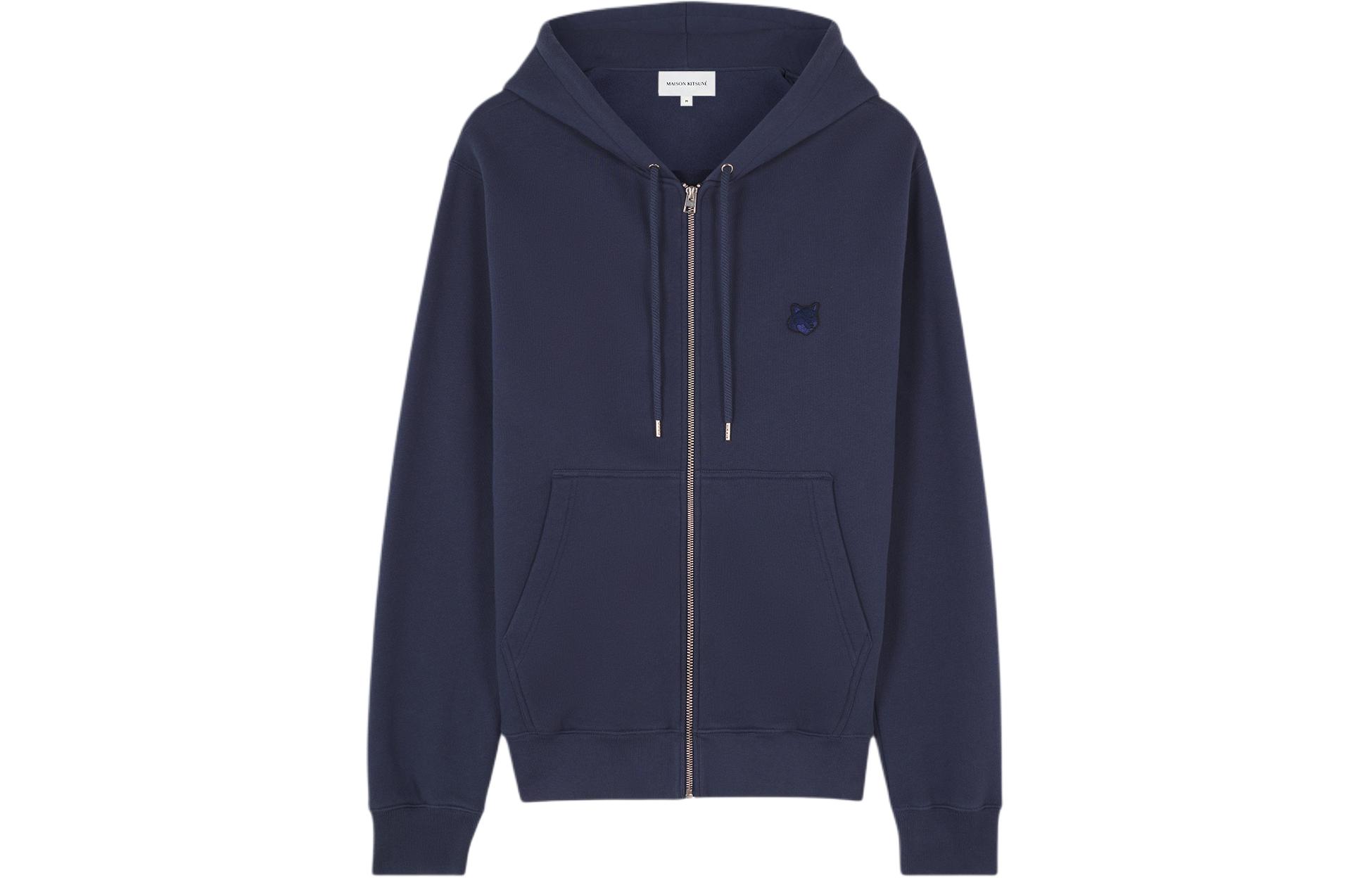 Maison Kitsune SS24 Blue Patchwork Slim Fit Hoodie MM00708KM0001-P451