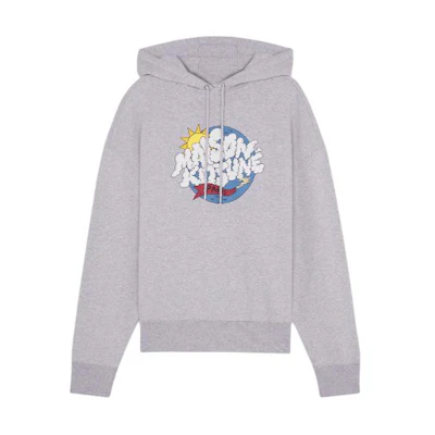 Maison Kitsune SS24 Chalk Yellow Embroidered Logo Crewneck Sweatshirt MM00315KM0307-P712