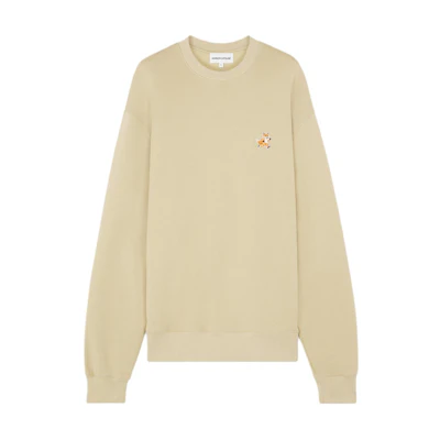 Maison Kitsune SS24 Cozy Cotton Crewneck Pullover Sweatshirt Malt Milkshake MM00313KM0307-P239