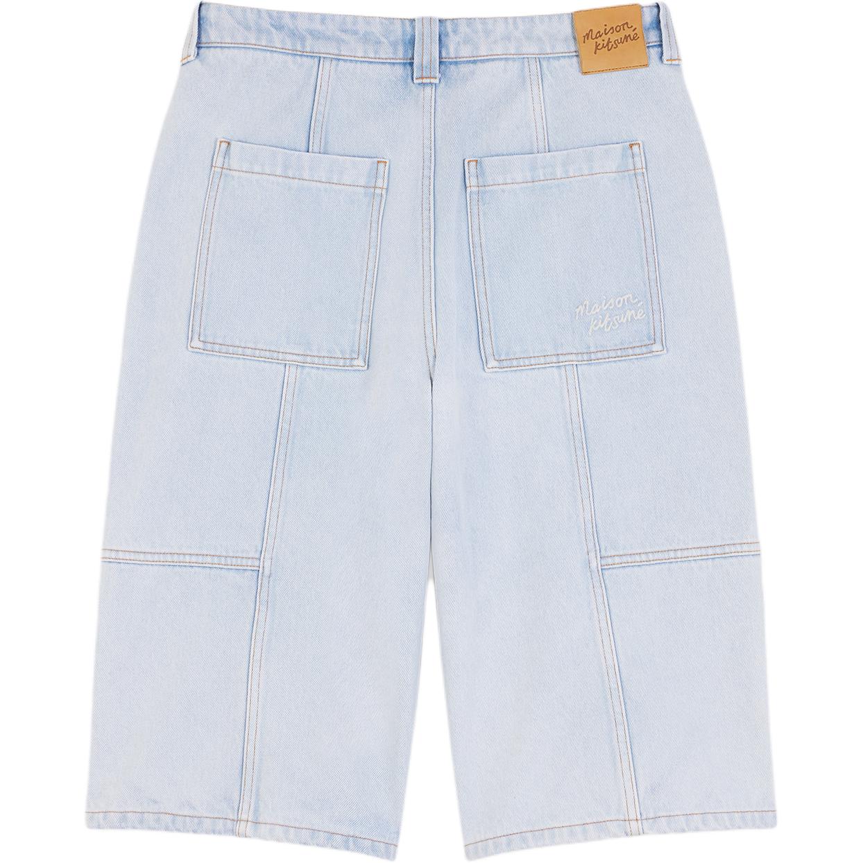 Lookbook Maison Kitsune Seluar Denim Lelaki SS24 Sulaman Biru Indigo Pudar MM01404WW5023-P404