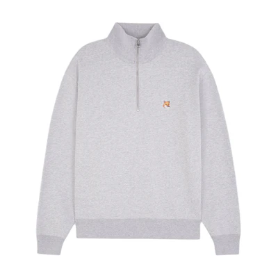 Maison Kitsune SS24 Fox Head Patch Raglan Crewneck Sweatshirt Paper White Mens MM00304KM0001-P205