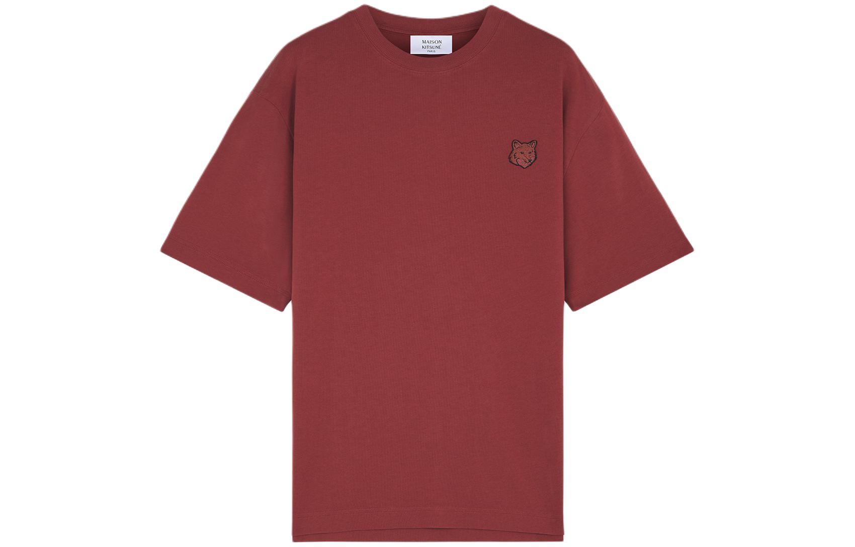 Maison Kitsune SS24 Fox Head Patch Sunset Red Crewneck  T-Shirt LM00107KJ0119-P656
