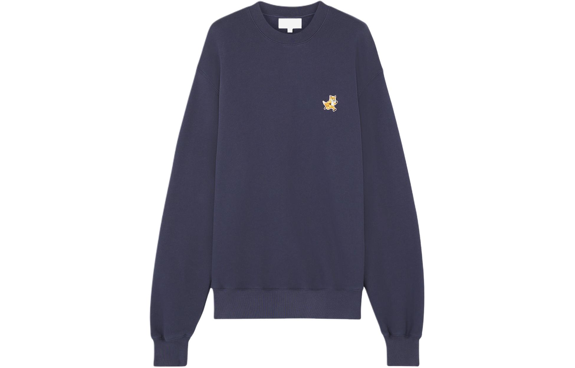 Maison Kitsune SS24 Fox Patch Cotton Crewneck Sweatshirt Canvas Beige MM00304KM0001-P357