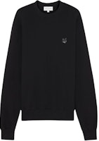 Maison Kitsune SS24 Fox Patch Cotton Crewneck Sweatshirt Black MM00316KM0307-P199 Maison Kitsune SS24 Fox Patch Cotton Crewneck Sweatshirt Black MM00316KM0307-P199