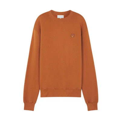 Maison Kitsune SS24 Fox Patch Cotton Crewneck Sweatshirt - Tobacco Brown MM00316KM0307-P261