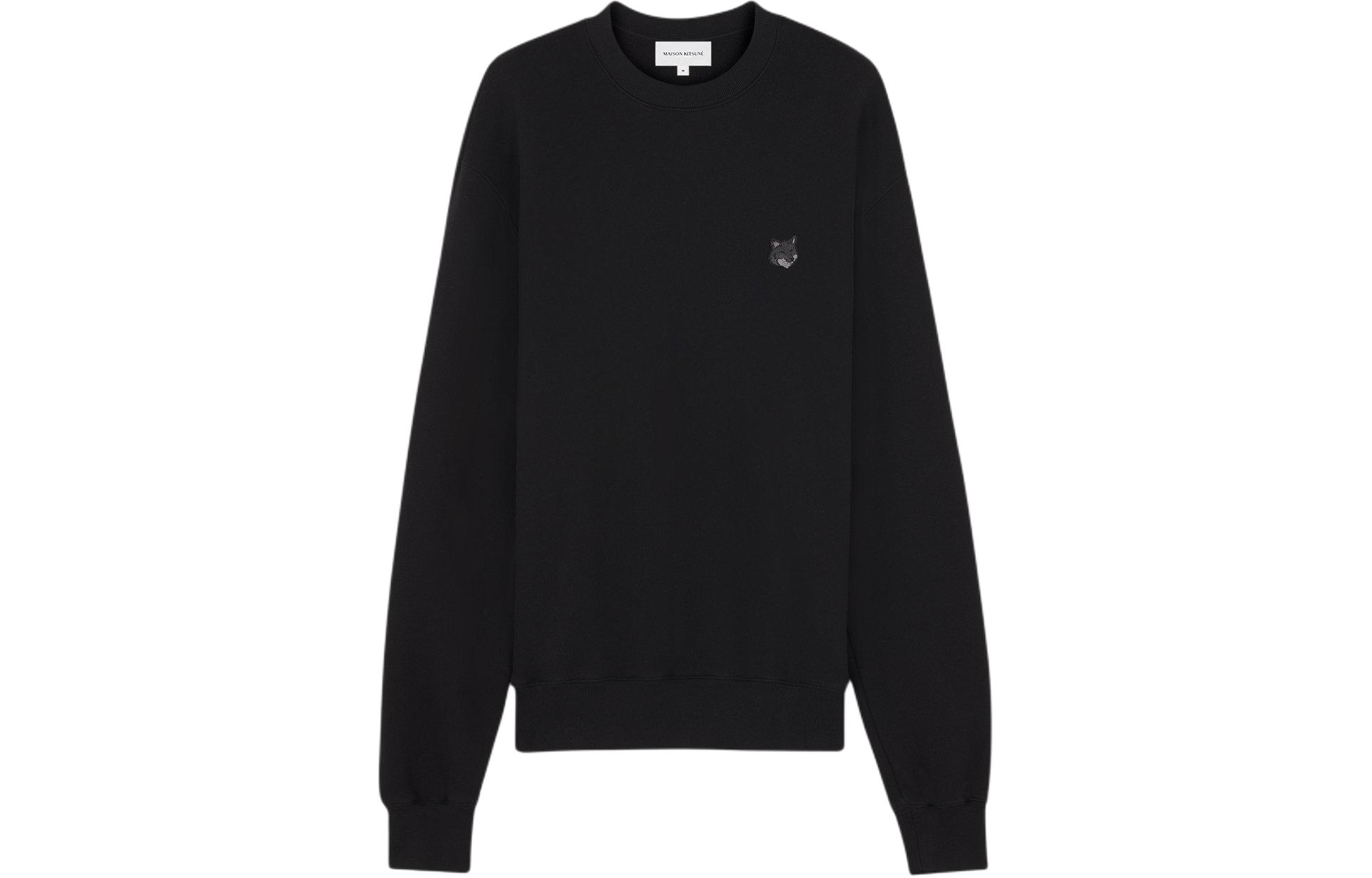 Order メゾンキツネ SS24 フォックスパッチ コットンクルーネックスウェットシャツ ブラック MM00316KM0307-P199