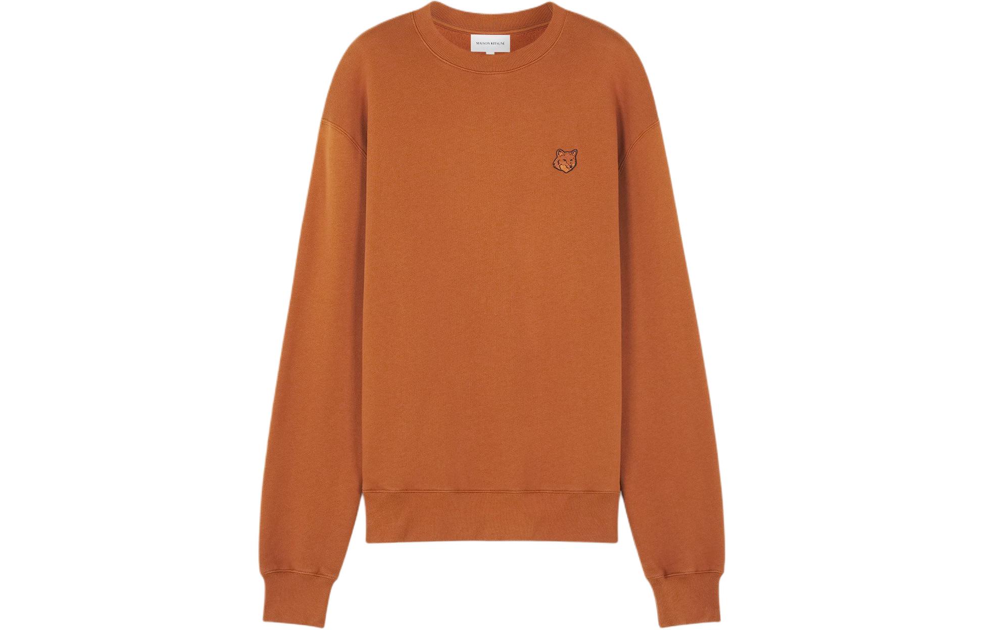 Order Maison Kitsune SS24 Fox Patch Cotton Crewneck Sweatshirt - Tobacco Brown MM00316KM0307-P261
