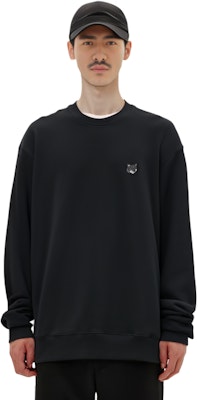 メゾンキツネ SS24 フォックスパッチ コットンクルーネックスウェットシャツ ブラック MM00316KM0307-P199 Purchase メゾンキツネ SS24 フォックスパッチ コットンクルーネックスウェットシャツ ブラック MM00316KM0307-P199