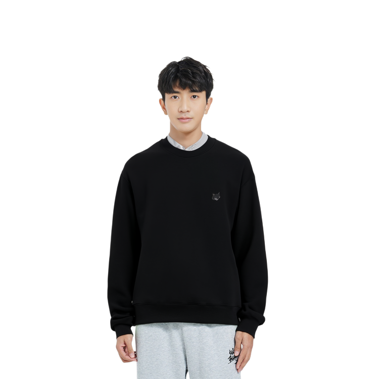Details for メゾンキツネ SS24 フォックスパッチ コットンクルーネックスウェットシャツ ブラック MM00316KM0307-P199