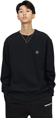 メゾンキツネ SS24 フォックスパッチ コットンクルーネックスウェットシャツ ブラック MM00316KM0307-P199 Cheap メゾンキツネ SS24 フォックスパッチ コットンクルーネックスウェットシャツ ブラック MM00316KM0307-P199