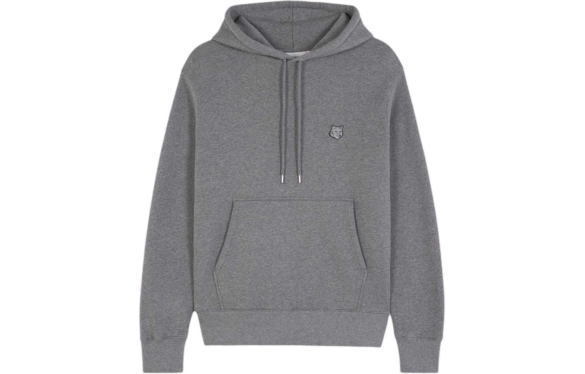 Maison Kitsune SS24 Fox Patch Cotton Hooded Pullover Sweatshirt Men Grey MM00713KM0307-H131