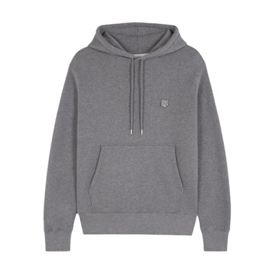 Maison Kitsune SS24 Fox Patch Cotton Hooded Pullover Sweatshirt Men Grey MM00713KM0307-H131
