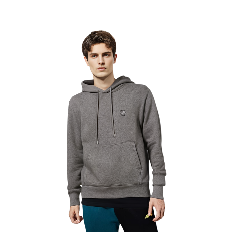 Shop Maison Kitsune SS24 男士灰色狐狸标志连帽棉质卫衣 MM00713KM0307-H131