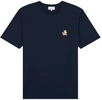 Maison Kitsune SS24 Fox Patch Crew Neck T-Shirt Navy Blue Mens Short Sleeve MM00125KJ0008-P476 Maison Kitsune SS24 Fox Patch Crew Neck T-Shirt Navy Blue Mens Short Sleeve MM00125KJ0008-P476