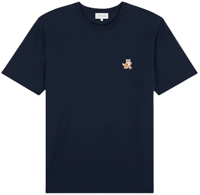 Maison Kitsune SS24 Fox Patch Crew Neck T-Shirt Navy Blue Mens Short Sleeve MM00125KJ0008-P476 Buy Maison Kitsune SS24 Fox Patch Crew Neck T-Shirt Navy Blue Mens Short Sleeve MM00125KJ0008-P476