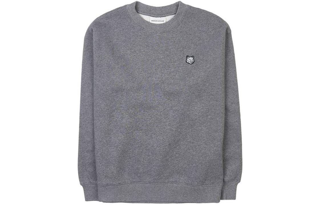 Maison Kitsune SS24 Fox Patch Half-Zip Cotton Sweatshirt Blue Mens MM00303KM0307-P428