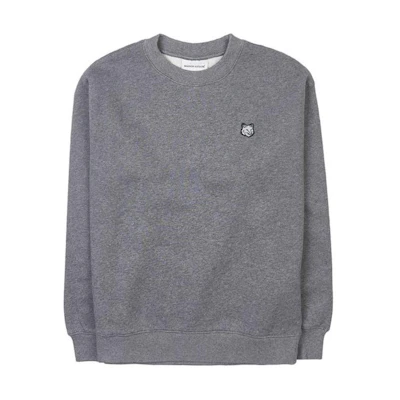 Maison Kitsune SS24 Fox Patch Half-Zip Cotton Sweatshirt Blue Mens MM00303KM0307-P428