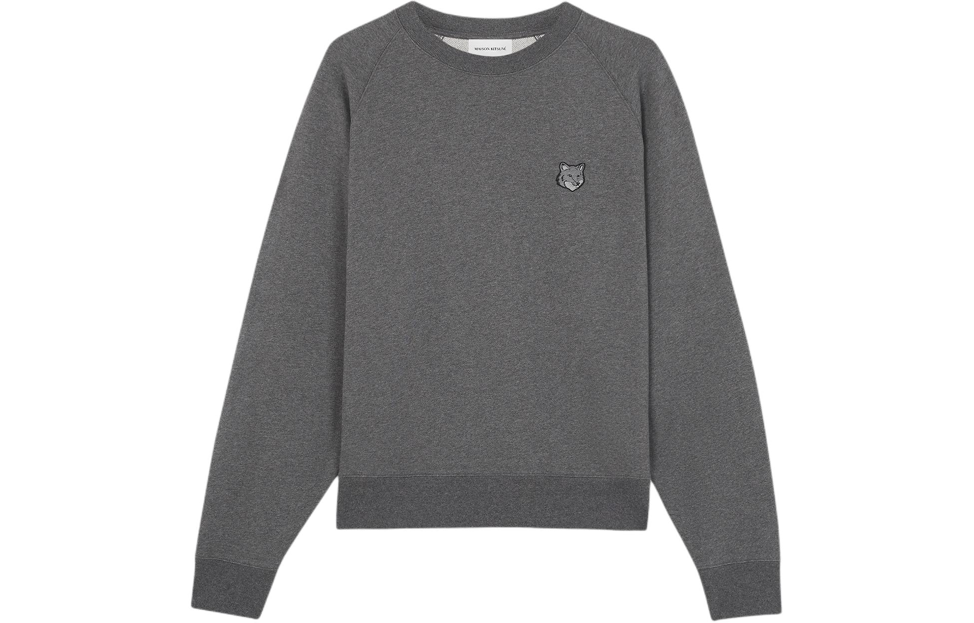 Maison Kitsune SS24 Fox Patch Pullover Long-Sleeve Sweatshirt Black () MM00314KM0001-BLACK