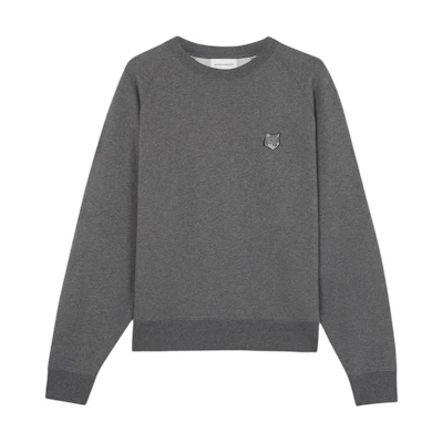 Maison Kitsune SS24 Fox Patch Pullover Long-Sleeve Sweatshirt Black () MM00314KM0001-BLACK