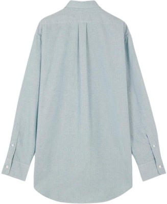 メゾンキツネ SS24 フォックスパッチ オーバーサイズ 長袖シャツ メンズ シアンブルー MM00405WC2047-P392 Lookbook メゾンキツネ SS24 フォックスパッチ オーバーサイズ 長袖シャツ メンズ シアンブルー MM00405WC2047-P392